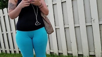 Amazing candid  PAWG in leggings with huge CAMELTOE