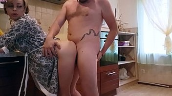 Cute maid sucks his big cock and gets a pussy creampie as a reward