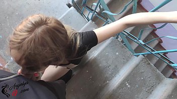 Sexy Babe Deep Blowjob primarily Staircase - Public Lovemaking