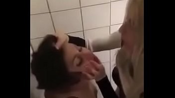 Lesbian femdom dominates a freind in bathroom humiliates her