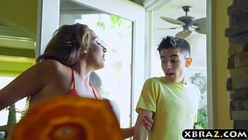 Young guy gets lucky with three MILFS at this bbq party