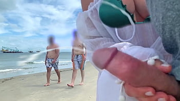 Crazy milf jerks me off before b before passersby