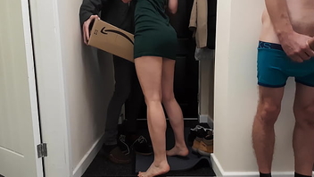 Delivery Guy Knocked on the Door as I Fucked my Join in matrimony and I let him Leman say no to while I Watch.