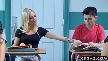 Busty MILF teacher gets with teen couple in her classroom