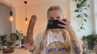 Anal riding a dildo for her boyfriend