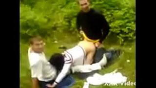 Russian teens fucking in the woods