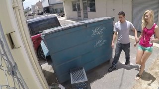 Reality outdoor sex behind the trash can with Alexa Grace