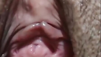 Wife's little husband's dick is not satisfied with adding a dildo to her pussy