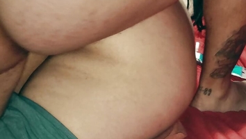 Stepson is seduced by big ass BBW Stepmother who was wearing sexy jeans and fucked hard.