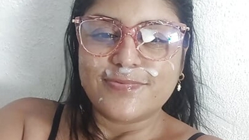 My stepsister interrupts me and I end up fucking her and filling her whole face with cum