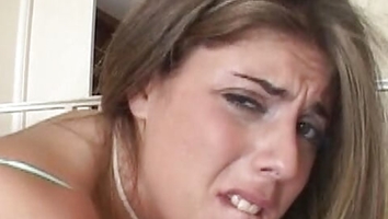 Brunette whore drinks jizz after rough DP threesome