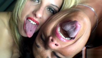 Briella and Step mom long tongue playing