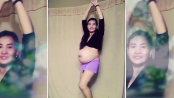 Dancing and Teasing Pregnant Babe