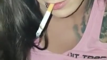 Smoking Muscle Blowjob! Dangling, sucking, drag with cock and Cig in Mouth.