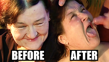 Very old granny didn't know cum on her face
