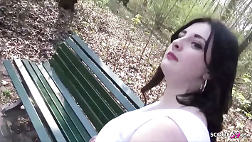 German College Teen Elisa Seduce to Fuck in Park in Berlin