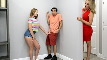 Busty Step mom and her Horny Step daughter fucked a guy...