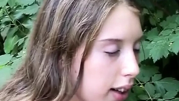 Amateur German teen swallows cum after outdoor fuck