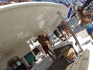 naked guy jumps off boat