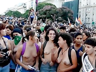 Argentinian women protesting topless