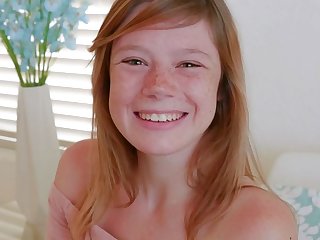 Cute Teen Redhead with Freckles Orgasms During Casting POV