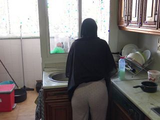 german grandpa fucks his submissive arab maid in the kitchen