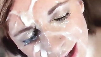 Blonde teen facial plastered with a messy cumshot